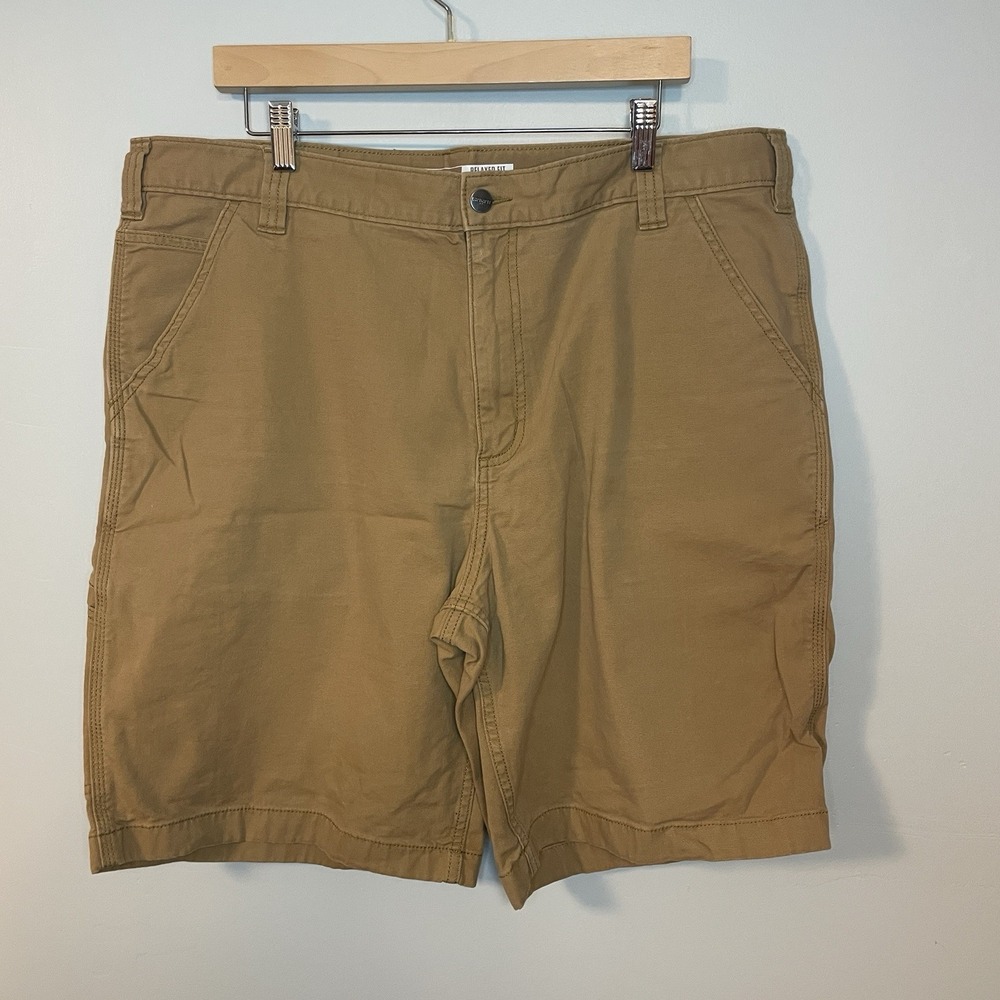 Carhartt Rugged Flex Relaxed Fit Canvas‎ Work Short Men Size 40 Brown Tan EUC
